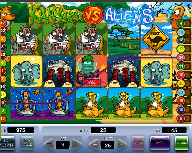 играть в игровой автомат Kangaroo vs. Aliens бесплатно онлайн